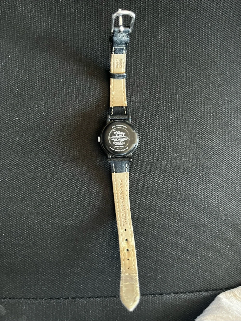 Disney Black & Tan Strap Wristwatch with Logo Back